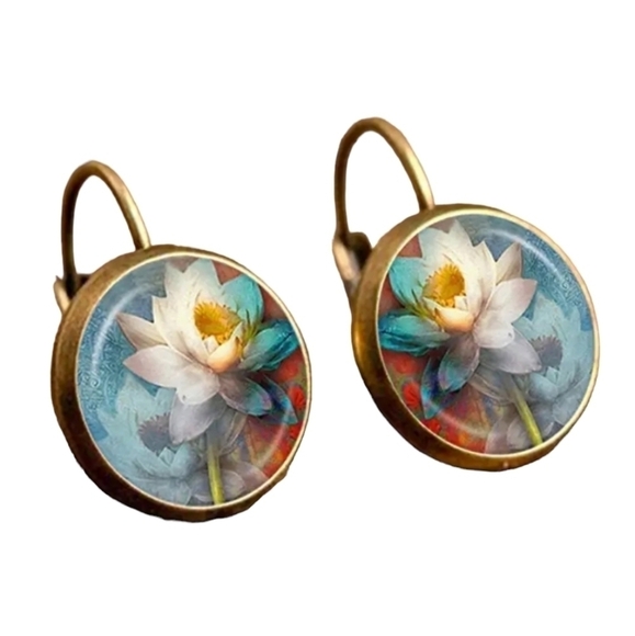 Ethnic Style Time Lotus 3-D Earrings - Picture 1 of 4